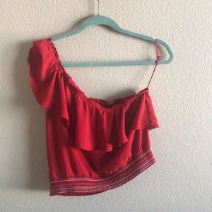 Candies Red Off the shoulder crop top